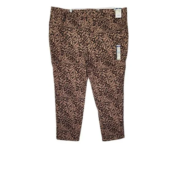 Leopard Print Jeans Womens Plus 26W Straight Leg Stretch Denim 5 Pocket Mob Wife - Picture 5 of 14